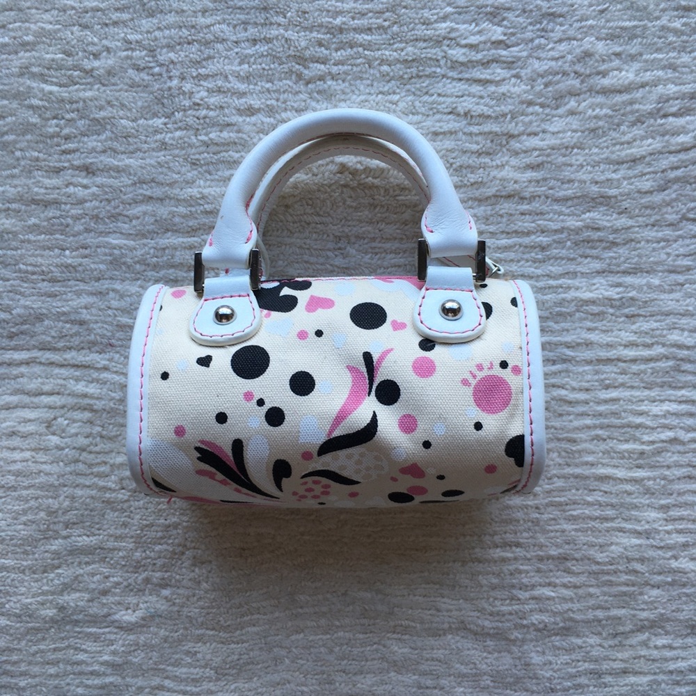 Rafe mini purse leather heart print pink white